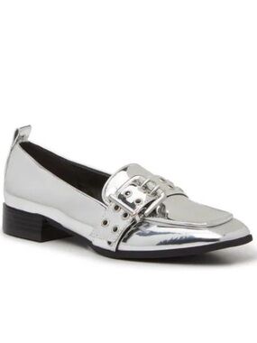 Mix No. 6 Metallic Silver Piercie Buckle Strap Loafer Women’s Size 7